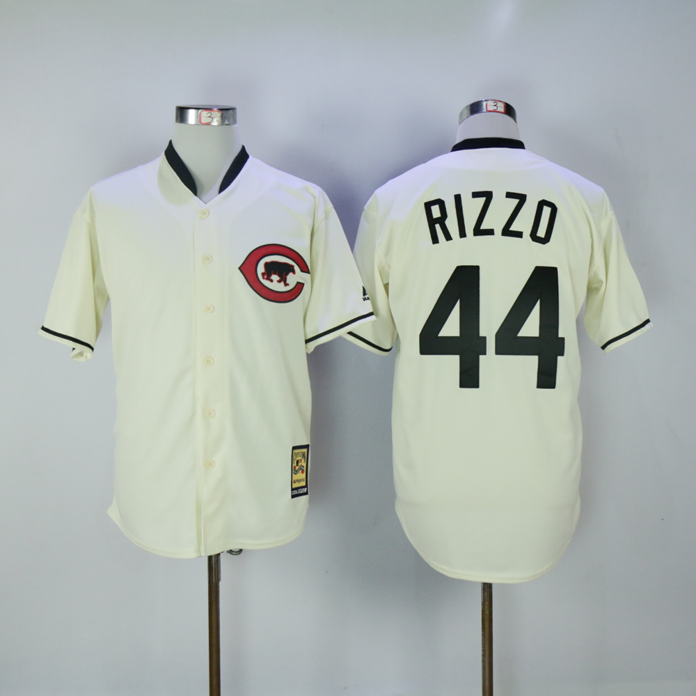 Men Chicago Cubs #44 Rizzo Cream Throwback MLB Jerseys